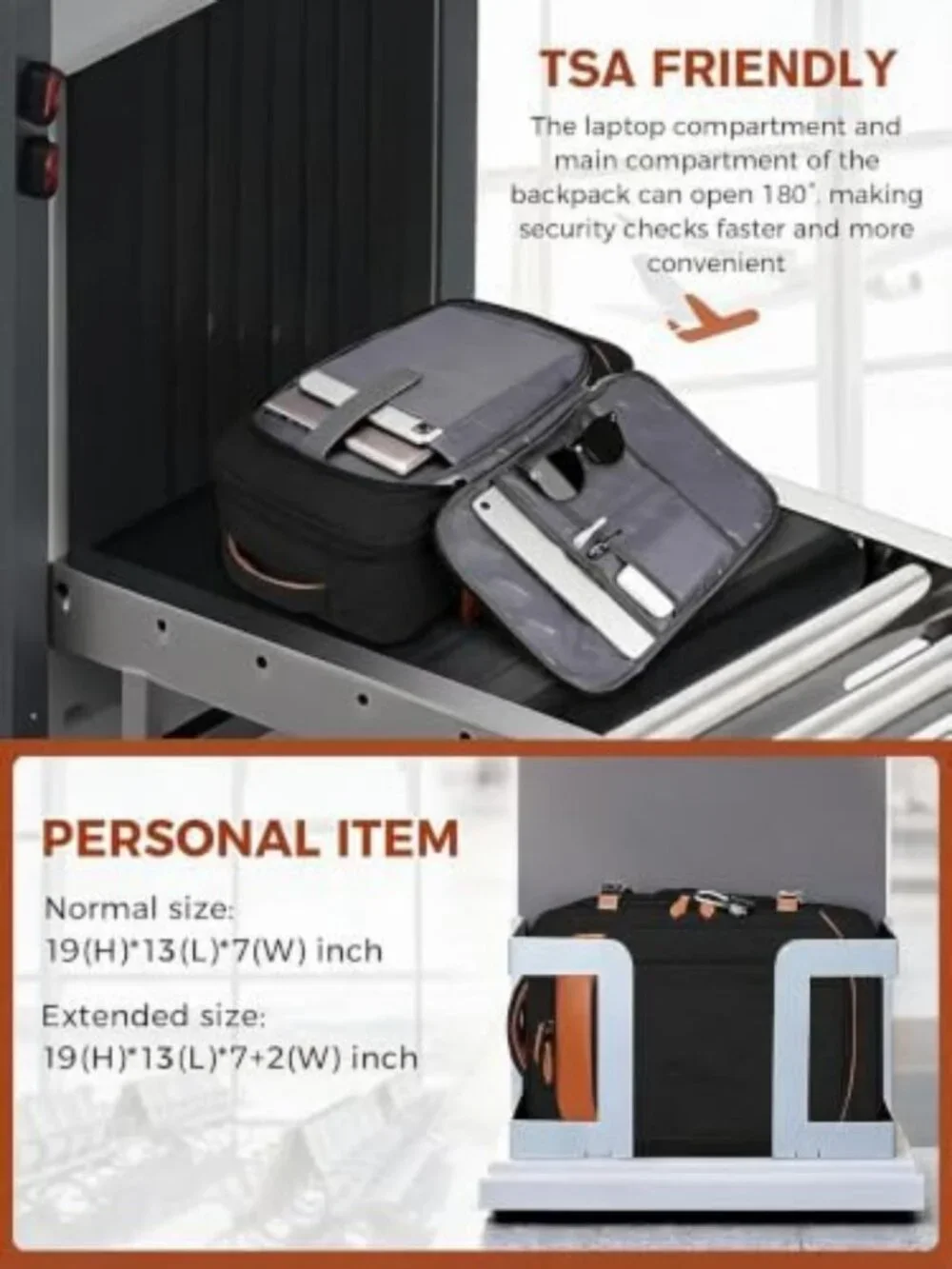 40L Flight Approved Travel Backpack for Men, Durable Carry-On Bag with Multiple